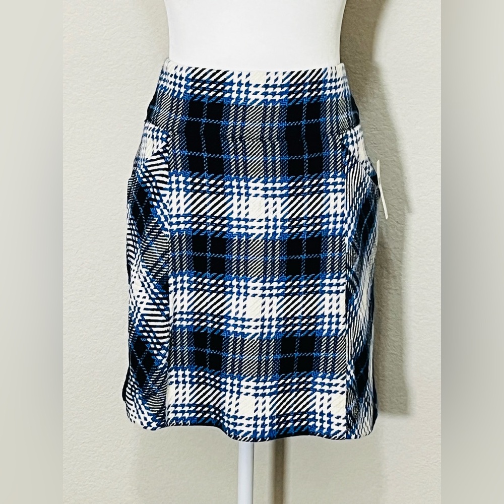 Anthropologie Maeve Blue Plaid Mini Skirt NWT Size 4